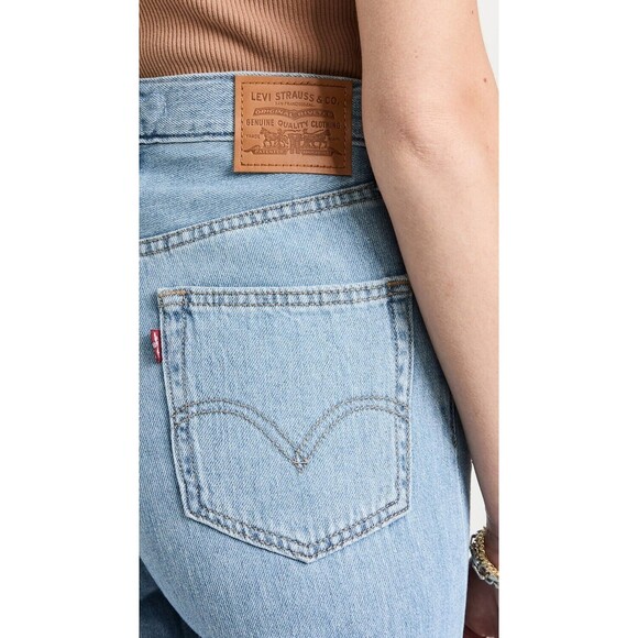 Levis Premium Womens High Loose Denim Jeans Blue Straight Wide Leg Baggy New - Picture 11 of 15